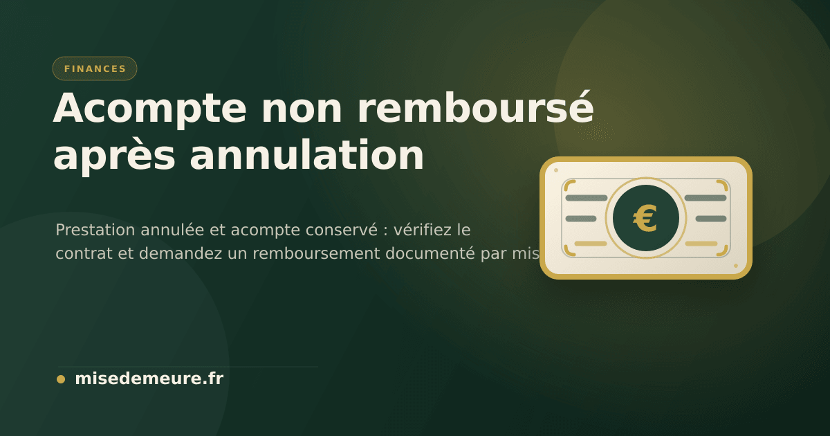 Client réclamant le remboursement d’un acompte après une prestation annulée