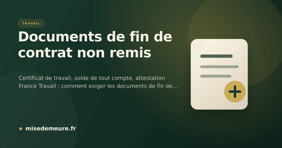Guide juridique : Mise en demeure pour documents de fin de contrat non remis