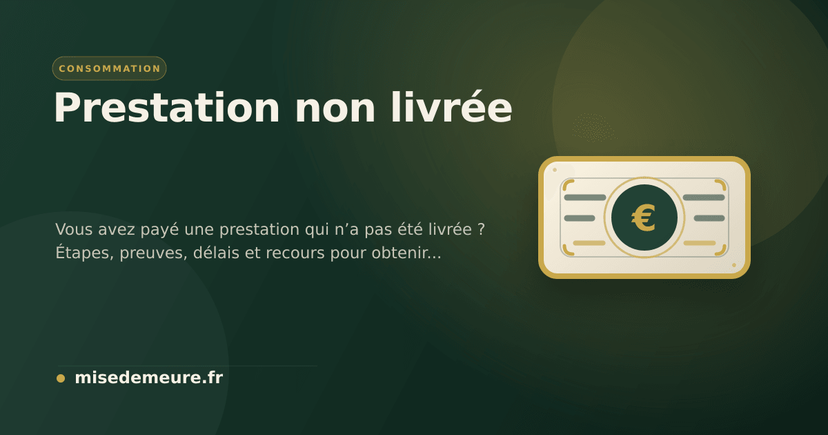 Guide juridique : Mise en demeure pour prestation non livrée