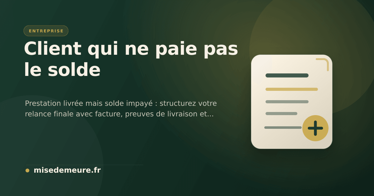 Prestataire préparant une mise en demeure pour un solde client impayé