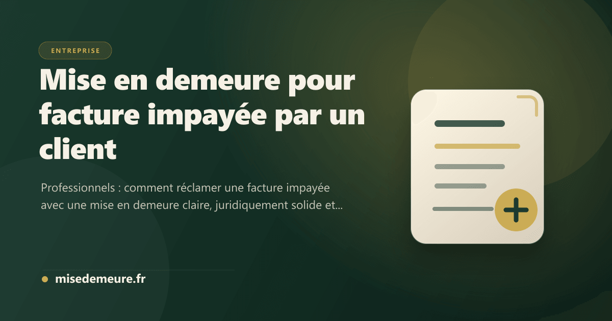 Entrepreneur redigeant une mise en demeure pour facture impayee