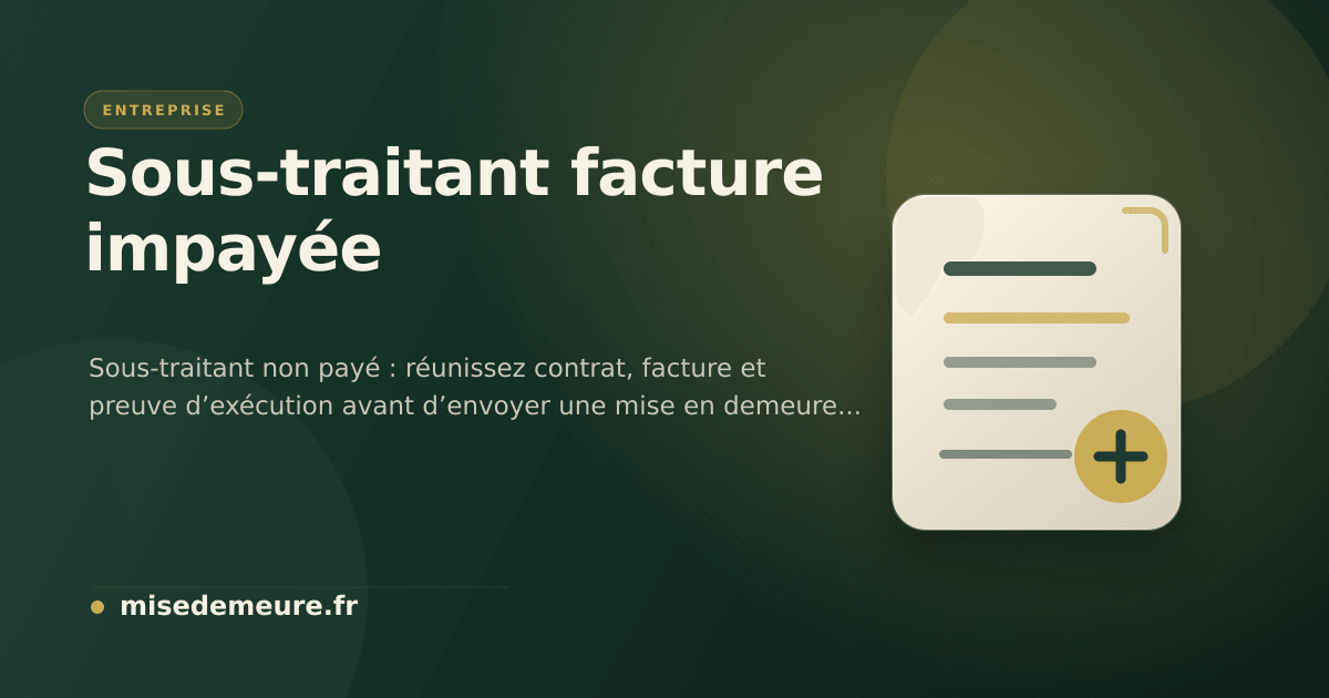 Sous-traitant réclamant le paiement d’une facture arrivée à échéance