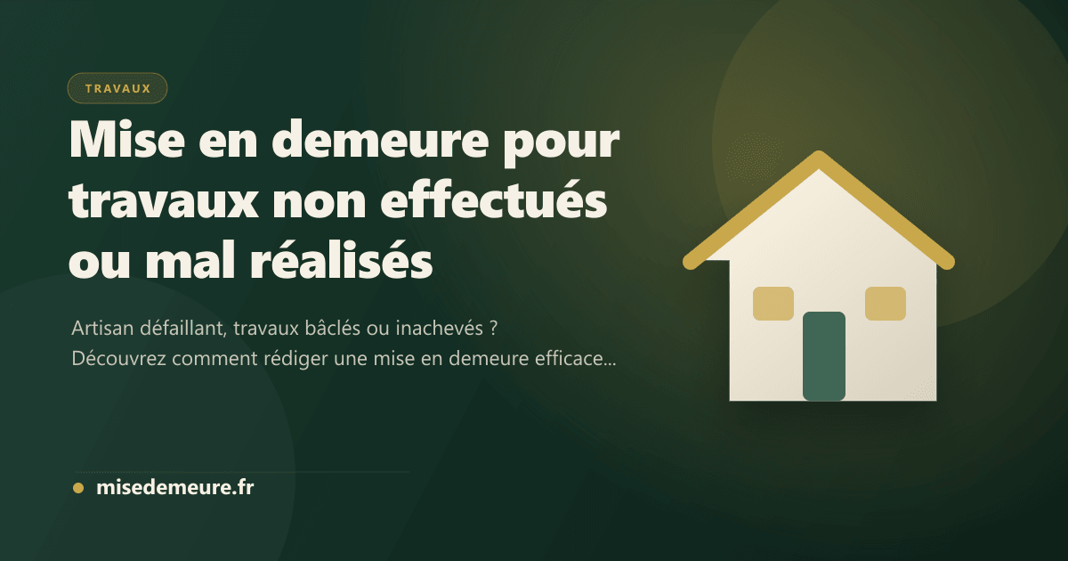Chantier avec artisan mis en demeure pour travaux non termines