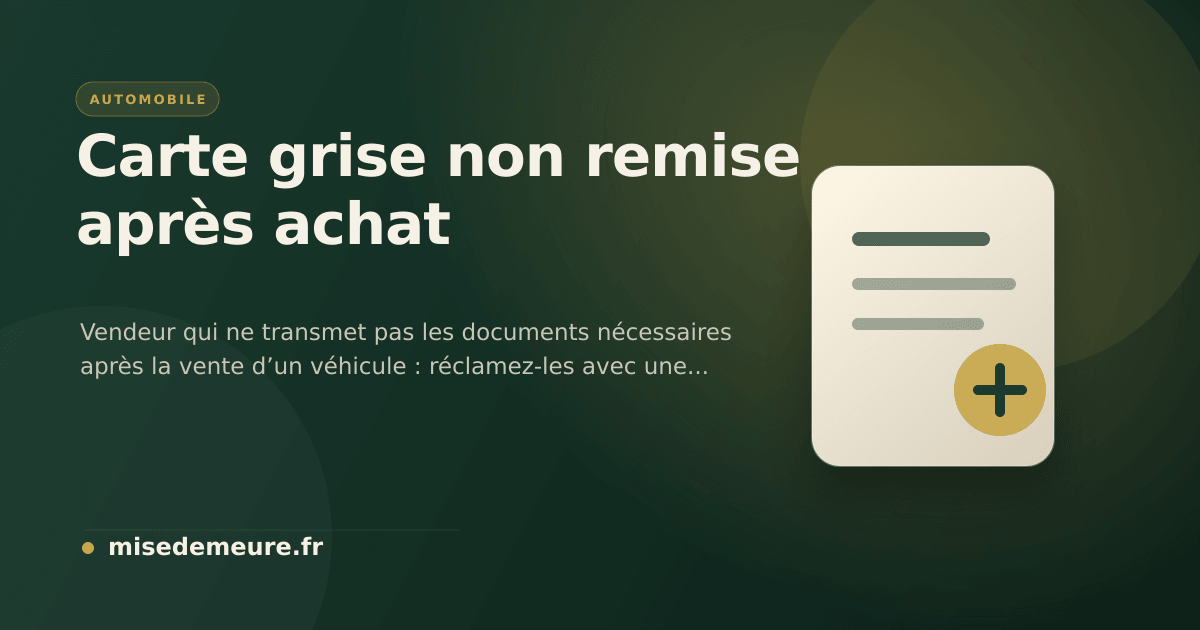 Acheteur demandant les documents de carte grise après une vente automobile